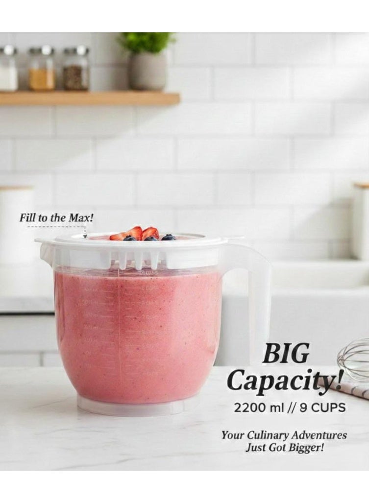 Spaceshoop Multipurpose 22L Anti Splash Mixing Bowl and Measuring Jug with Dual Lid System and 2200ml Capacity - Image 3
